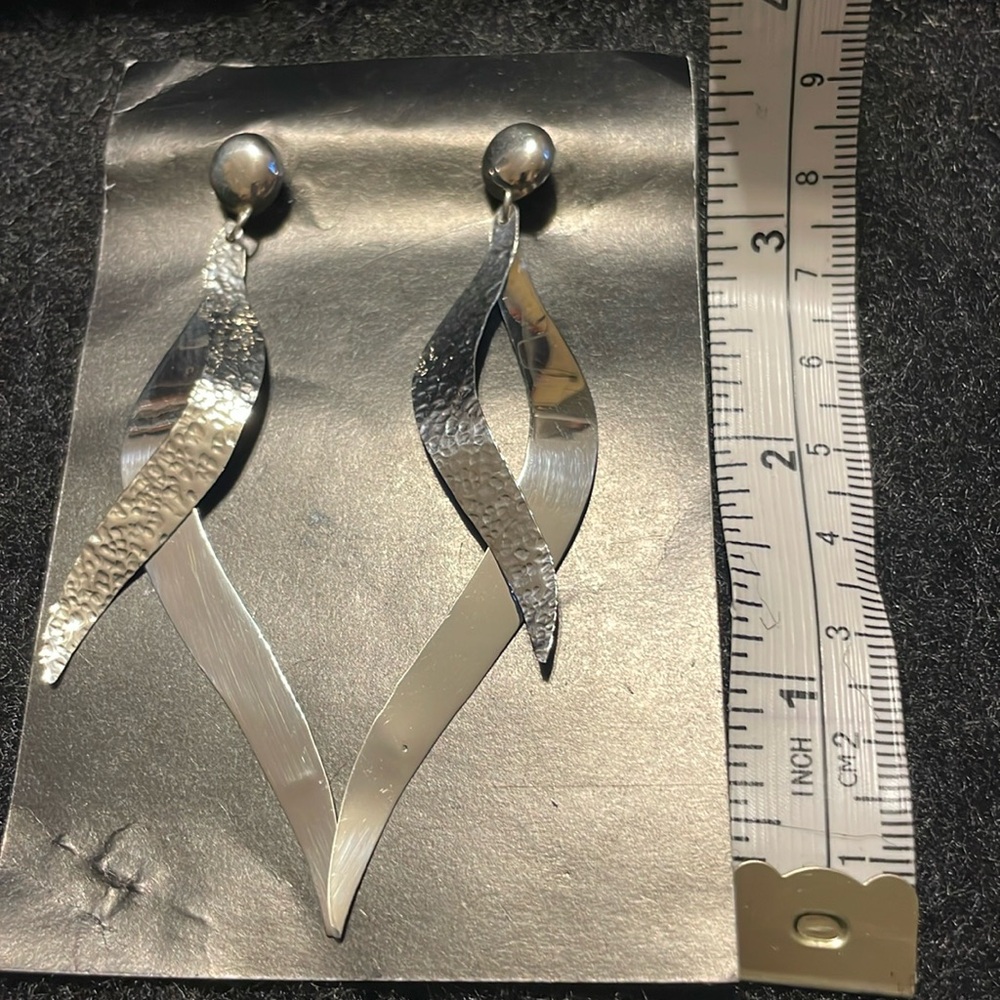 LARGE PAIR STERLING SILVER 925 SPIRAL DROP EARRINGS